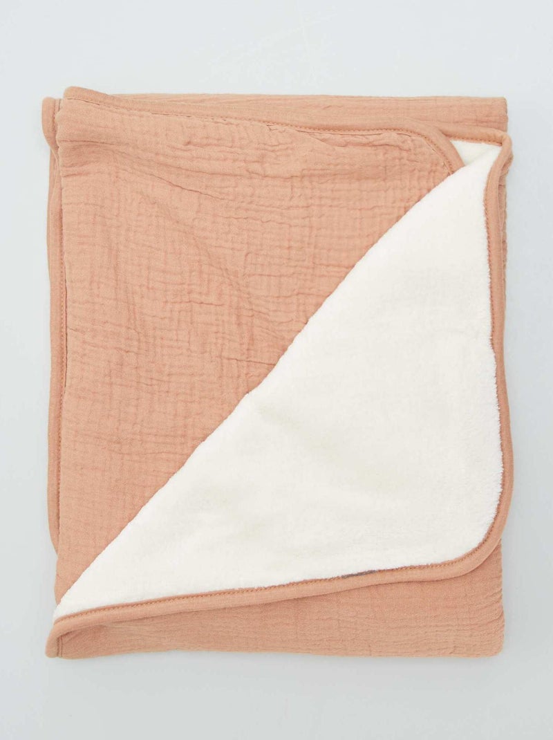 Lange couverture en gaze de coton BEIGE - Kiabi