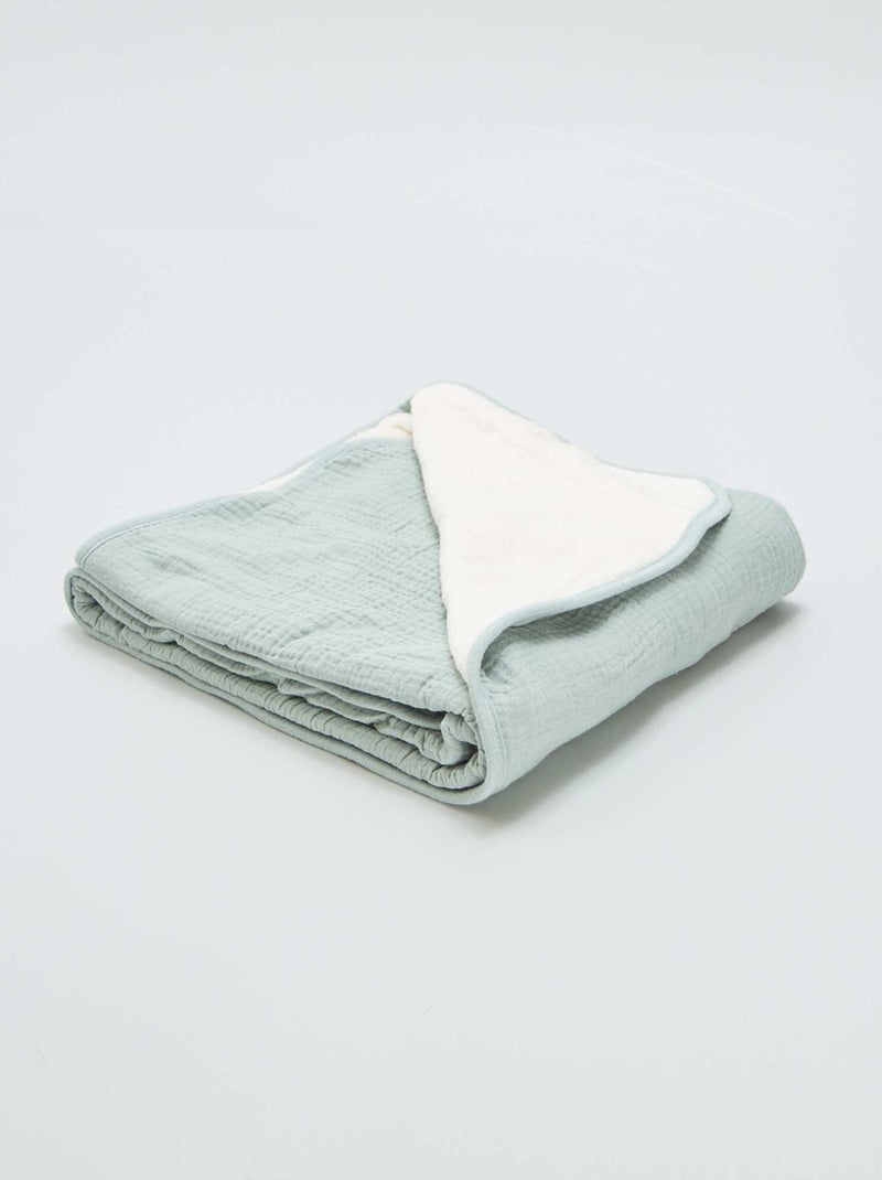 Lange couverture en gaze de coton VERT - Kiabi