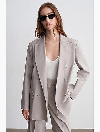 Lange crêpe blazer met sjaalkraag dilvin