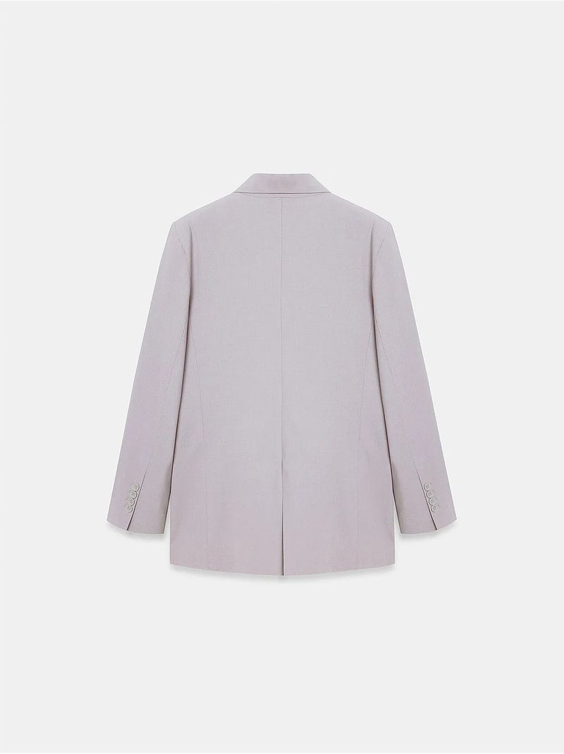 Lange crêpe blazer met sjaalkraag dilvin Lichtgrijs - Kiabi