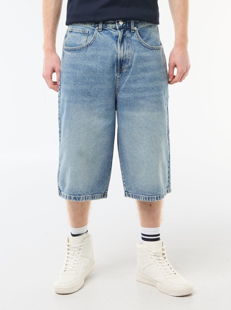 Lange denim bermuda van katoen Blauw - Kiabi