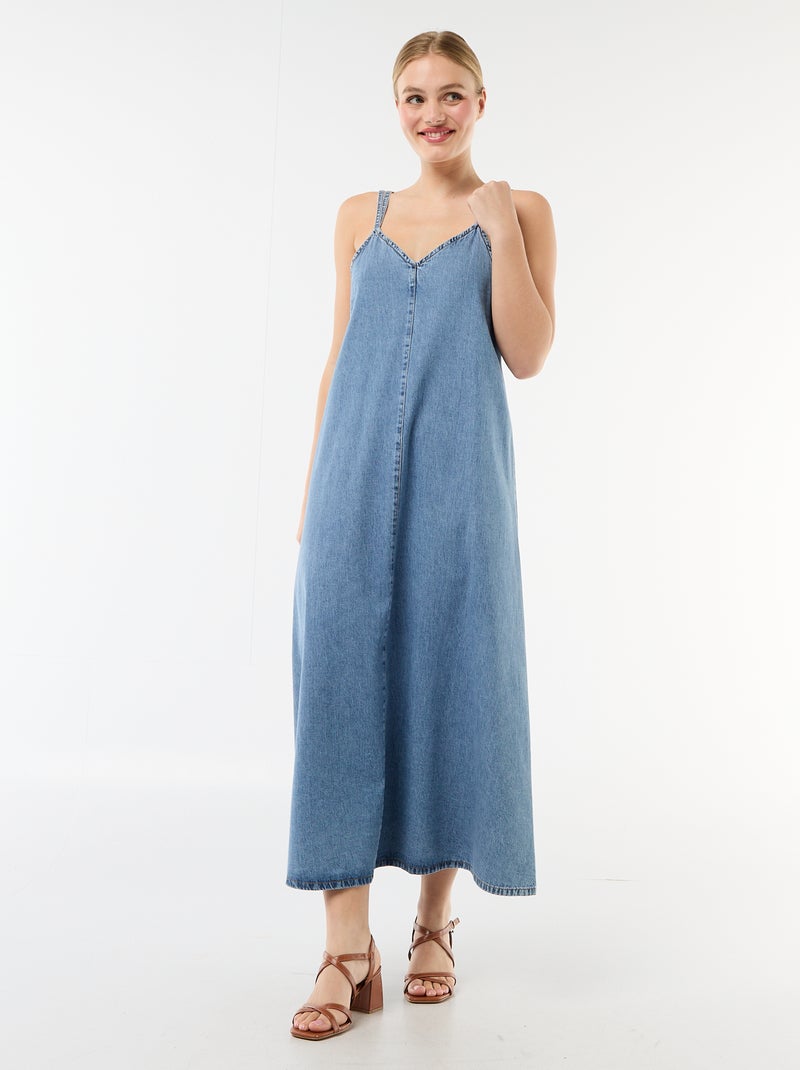 Lange denim jurk Blauw - Kiabi