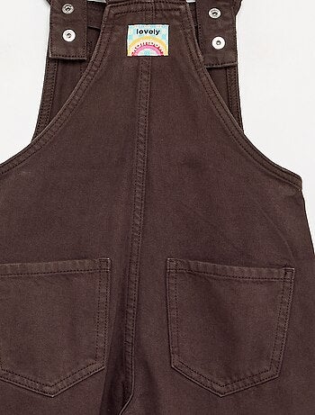 Lange denim tuinbroek met ruches aan de schouderbandjes