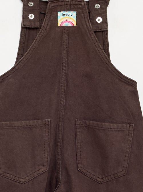 Lange denim tuinbroek met ruches aan de schouderbandjes - Kiabi