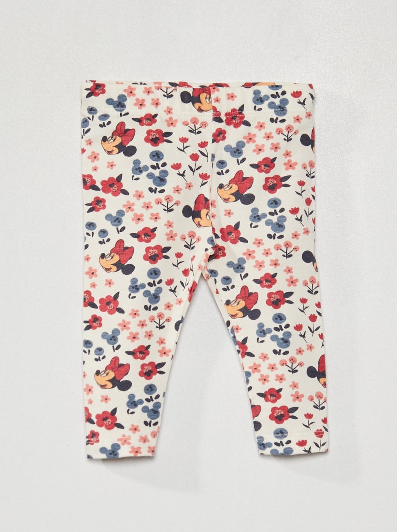 Lange Disney-legging met Minnie-print wit / roze - Kiabi