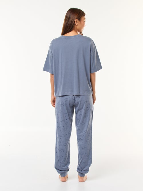 Lange Disney-pyjama met broek + T-shirt met Stitch-print - 2-delig - Kiabi