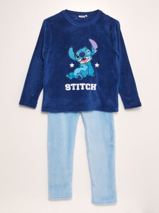 Lange Disney-pyjama van fleecestof met Stitch-print - 2-delig