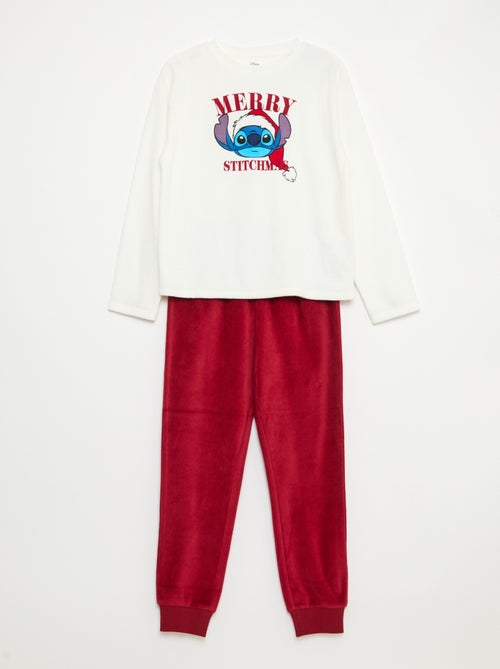 Lange Disney-pyjama van fleecestof met Stitch-print - 2-delig - Kiabi