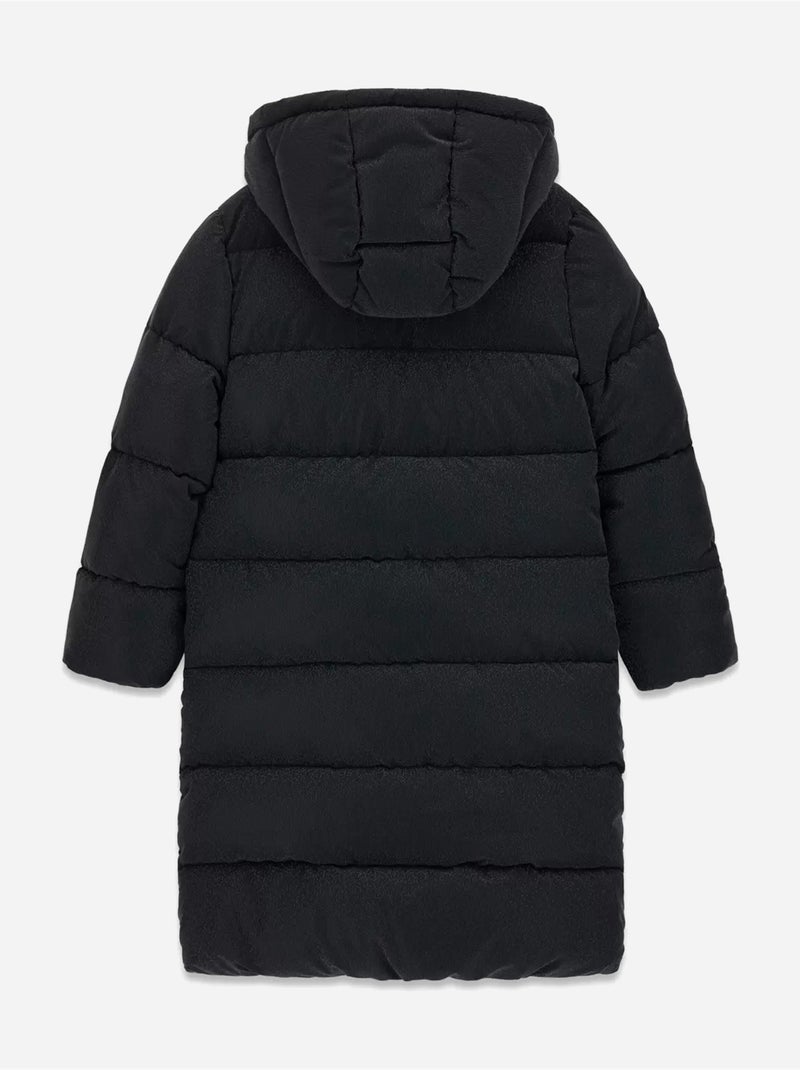 Lange donsjas met capuchon - guess kids Zwart - Kiabi