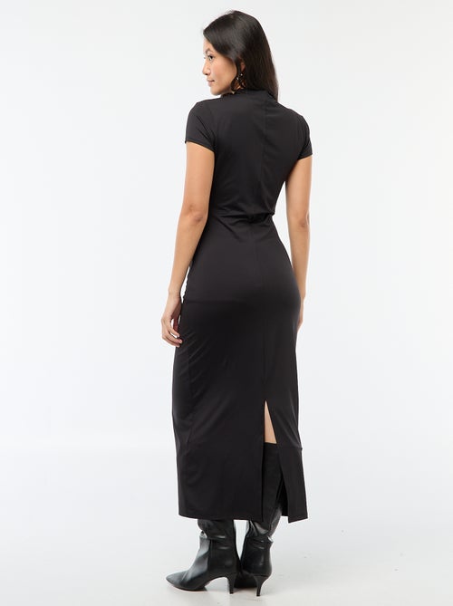 Lange effen jurk met korte mouwen - Kiabi