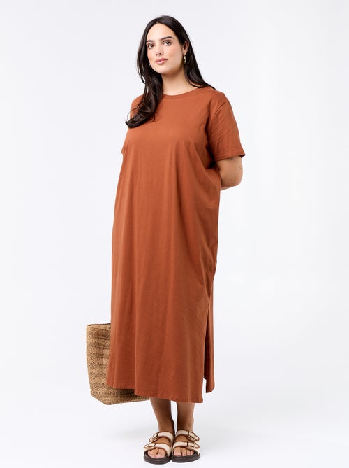 Lange effen T-shirtjurk - Kiabi