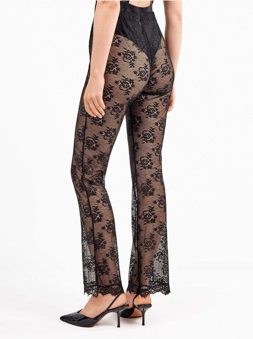 Lange elastische broek van delicate en transparante bloemenkant - Kiabi