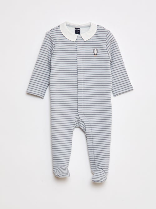 Lange en warme pyjama met Peter Pan-kraagje - Kiabi