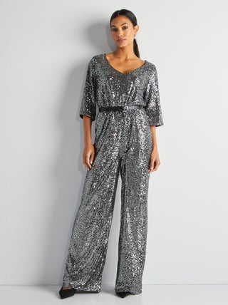 Lange feestelijke jumpsuit met lovertjes