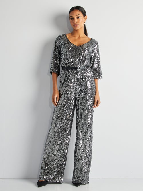 Lange feestelijke jumpsuit met lovertjes - Kiabi