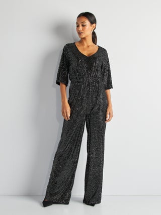 Lange feestelijke jumpsuit met lovertjes