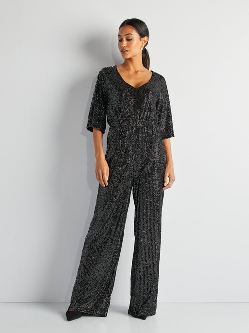 Lange feestelijke jumpsuit met lovertjes - Kiabi