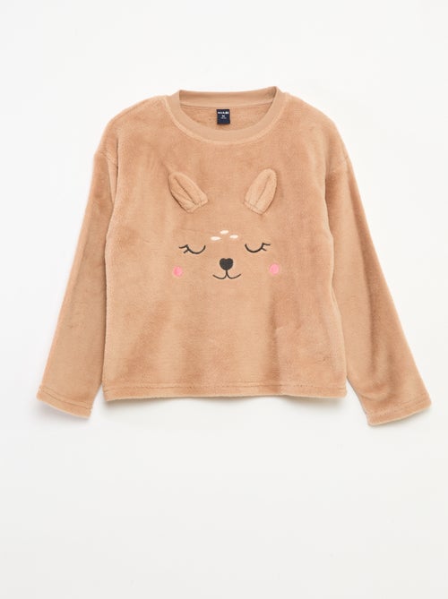 Lange fleece pyjama - Sweater + broek - 2-delig - Kiabi