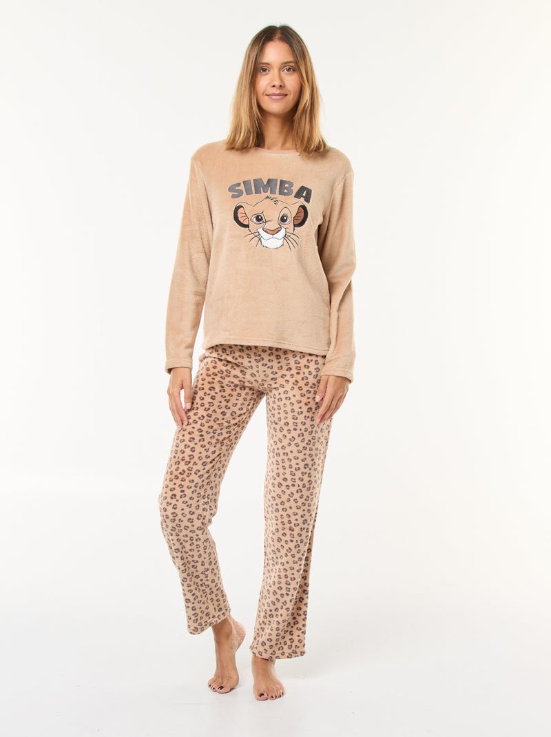 Lange fleece pyjama 'De Leeuwenkoning' 'Disney' - 2-delig Biege - Kiabi