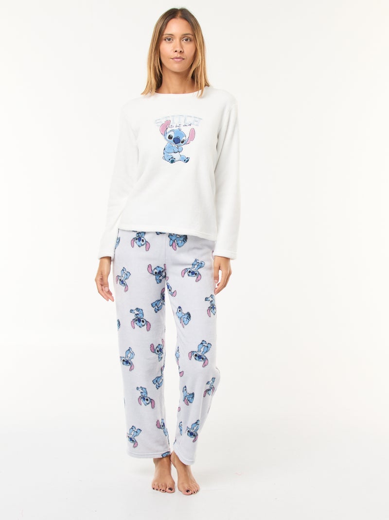 Lange fleece pyjama 'Stitch' 'Disney' - 2-delig Blauw - Kiabi