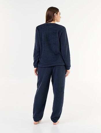 Lange fleece pyjama T-shirt + broek - 2-delig