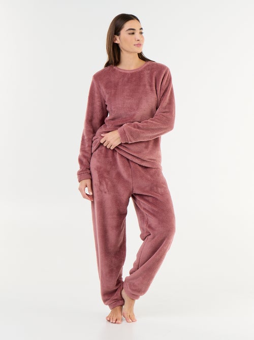 Lange fleece pyjama T-shirt + broek - 2-delig - Kiabi Lange fleece pyjama T-shirt + broek - 2-delig - Kiabi