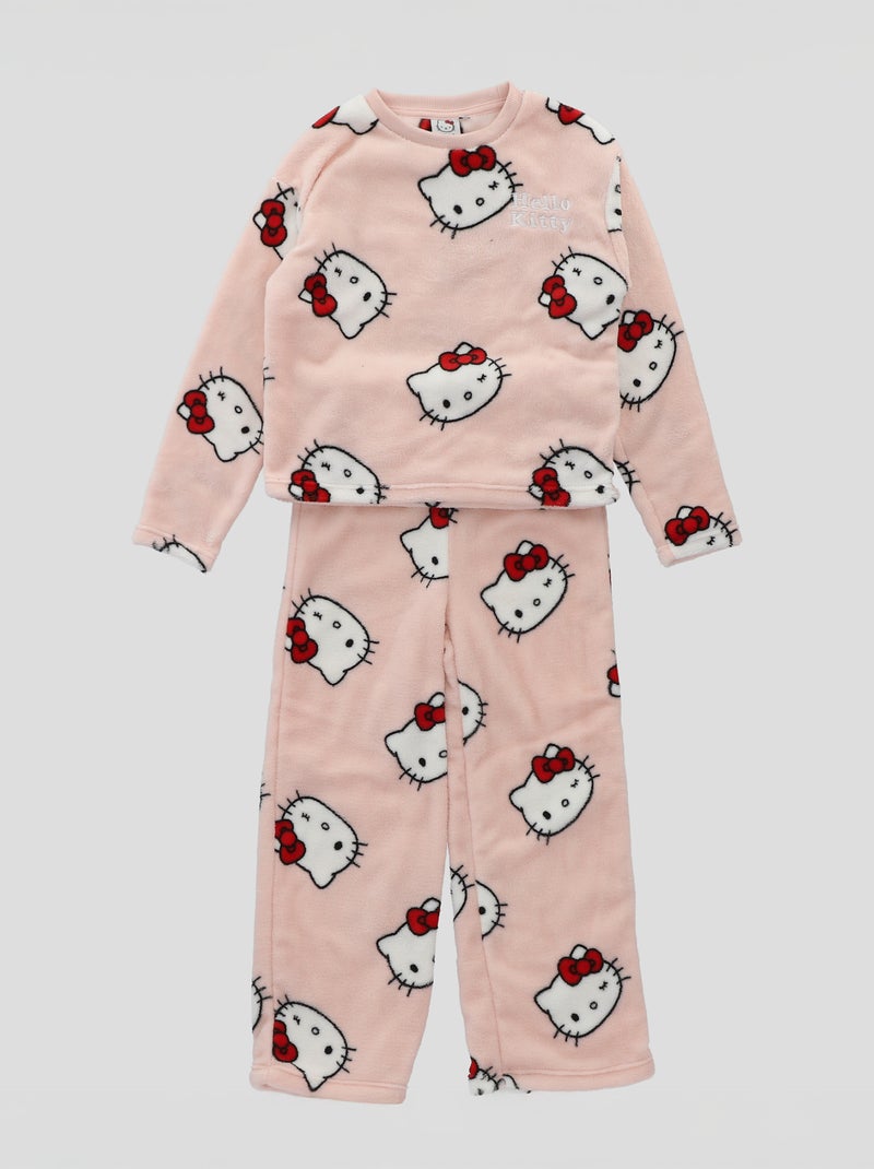 Lange fleecepyjama 'Hello Kitty' - 2-delig Rose - Kiabi