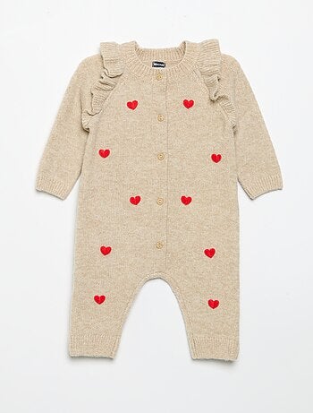 Lange gebreide jumpsuit met hartjes