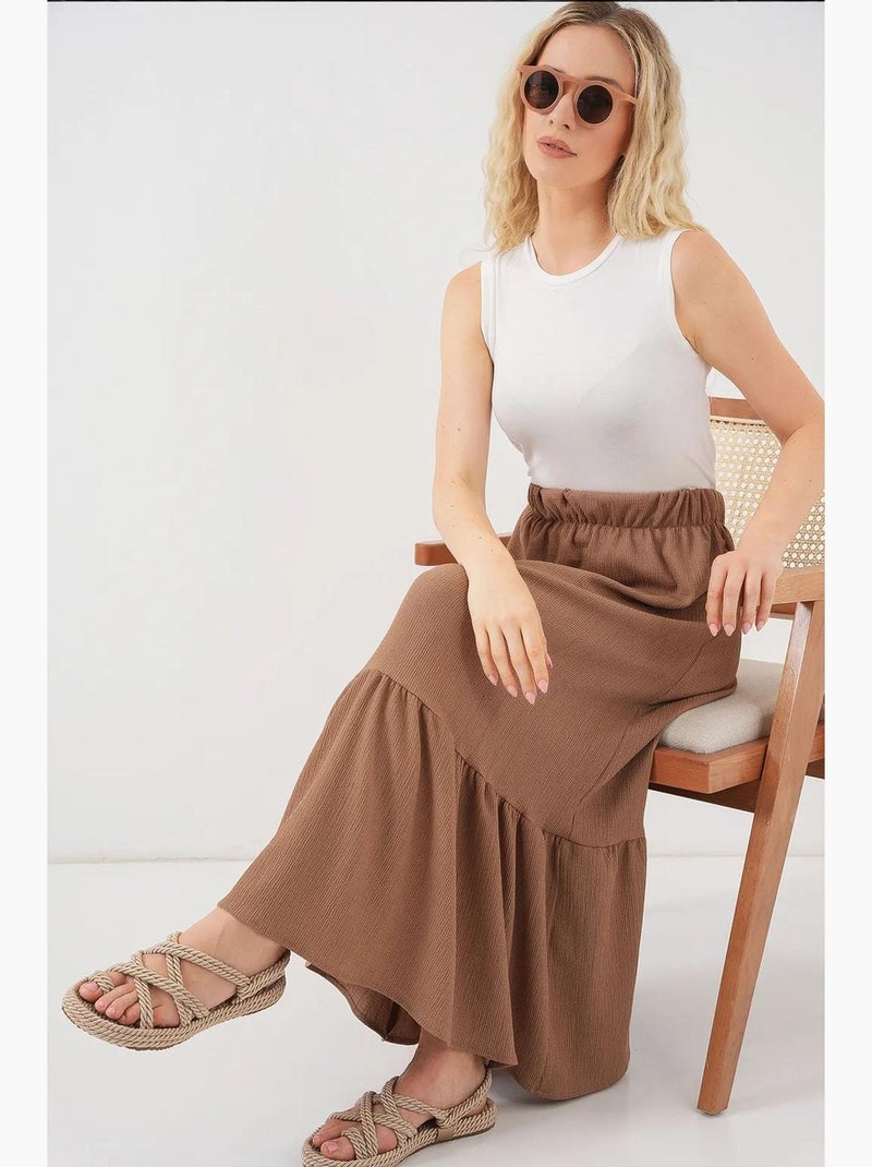 Lange gebreide rok bdart Camel - Kiabi