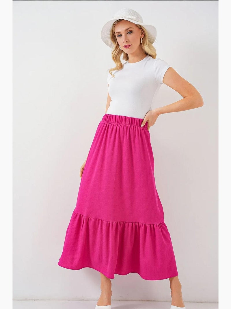 Lange gebreide rok bdart Fuchsia roze - Kiabi