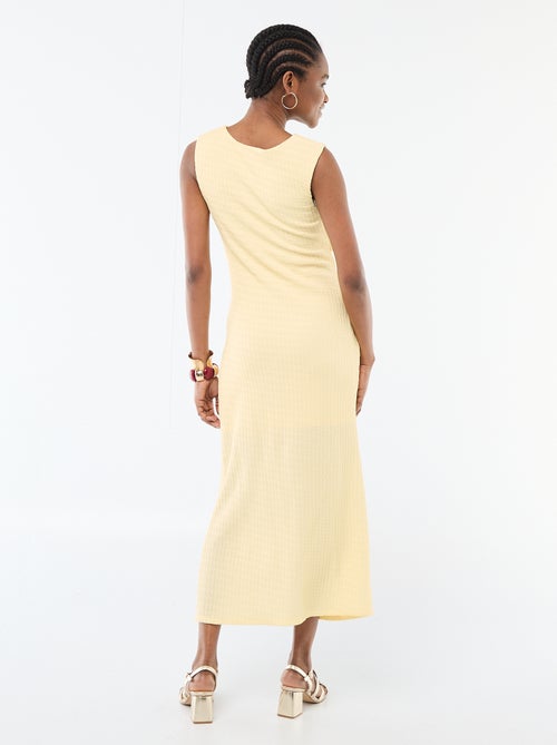 Lange gedrapeerde en gewafelde jurk - Kiabi