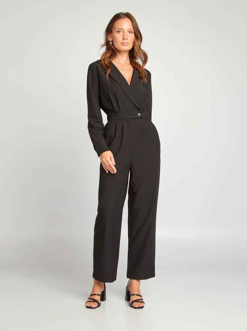 Lange, geklede jumpsuit zwart - Kiabi