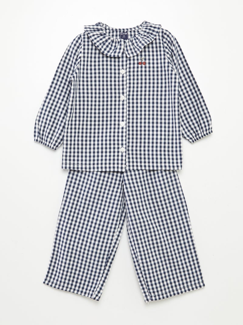 Lange, geruite pyjama - 2-delig BLAUW - Kiabi