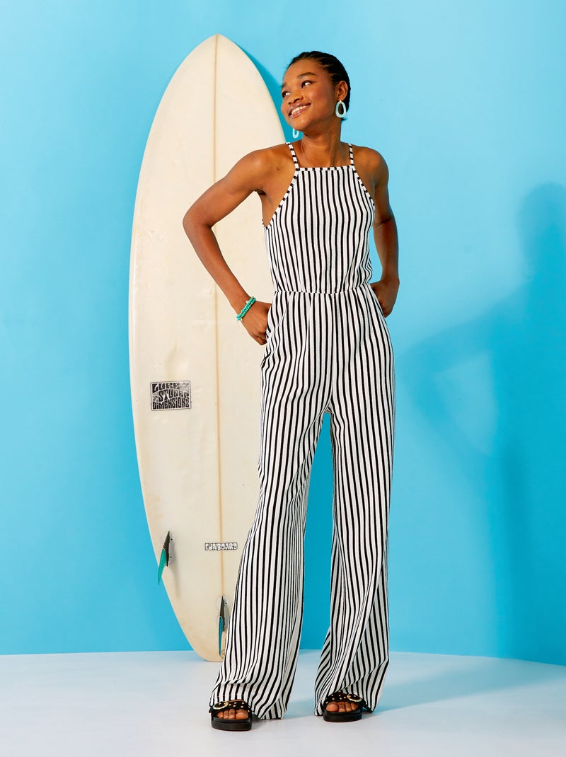 Lange, gestreepte jumpsuit WIT - Kiabi