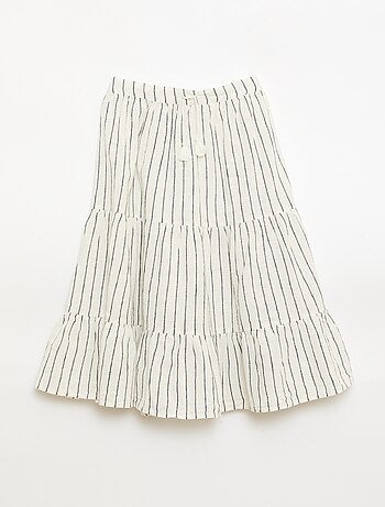 Lange gestreepte rok met ruches