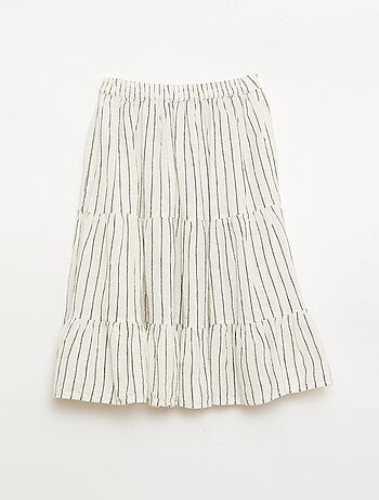 Lange gestreepte rok met ruches