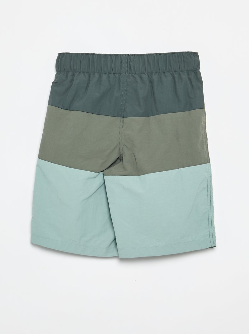 Lange gestreepte zwemshort Kaki - Kiabi