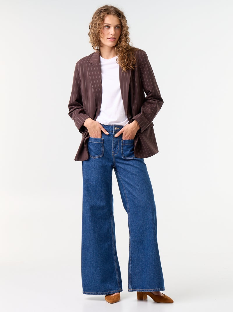 Lange getailleerde blazer Bruin - Kiabi