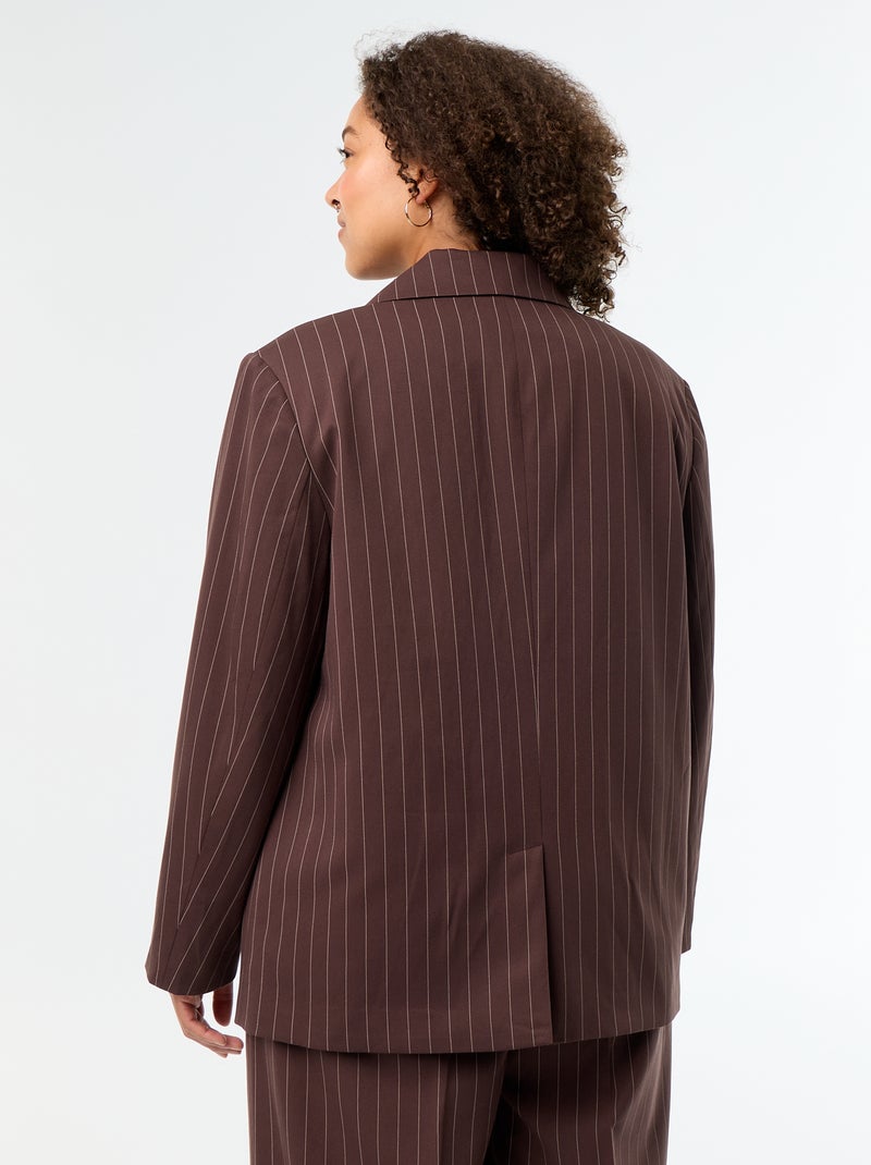 Lange getailleerde blazer met dubbele knoopsluiting Bruin - Kiabi