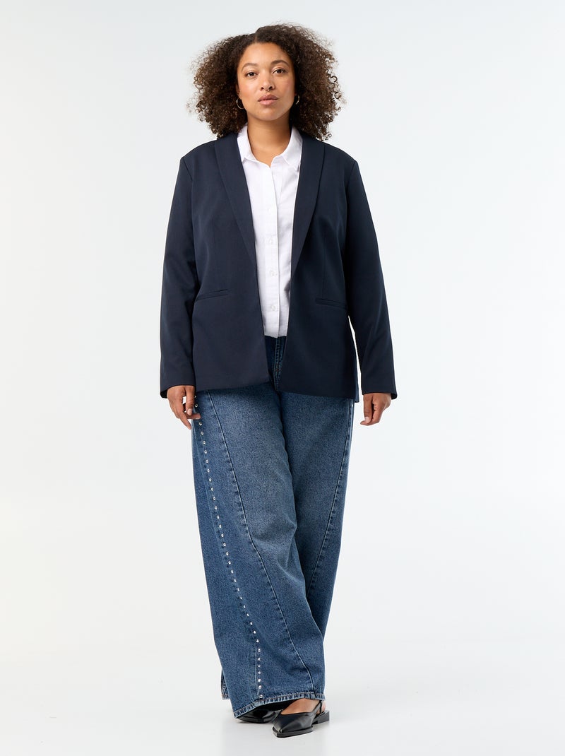 Lange getailleerde jas Blauw - Kiabi