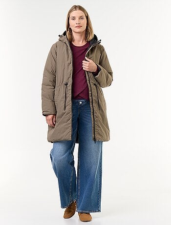 Lange gewatteerde parka met capuchon