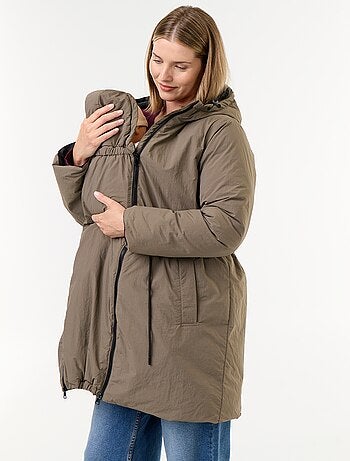 Lange gewatteerde parka met capuchon