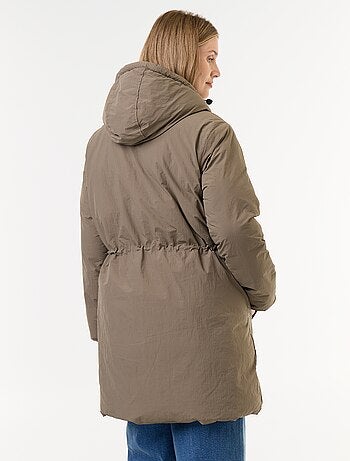 Lange gewatteerde parka met capuchon