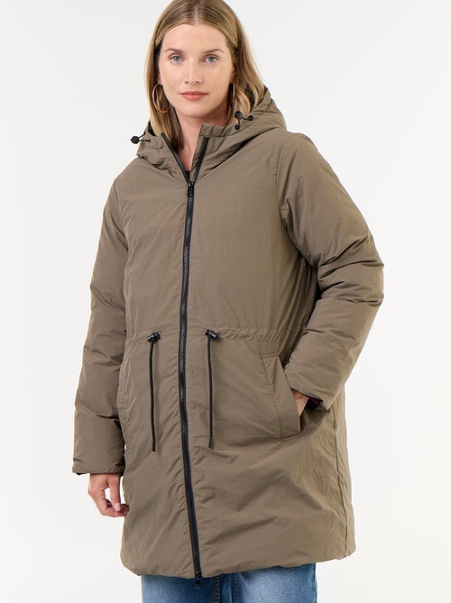 Lange gewatteerde parka met capuchon - Kiabi