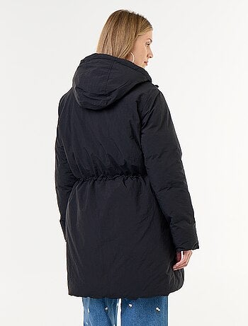 Lange gewatteerde parka met capuchon