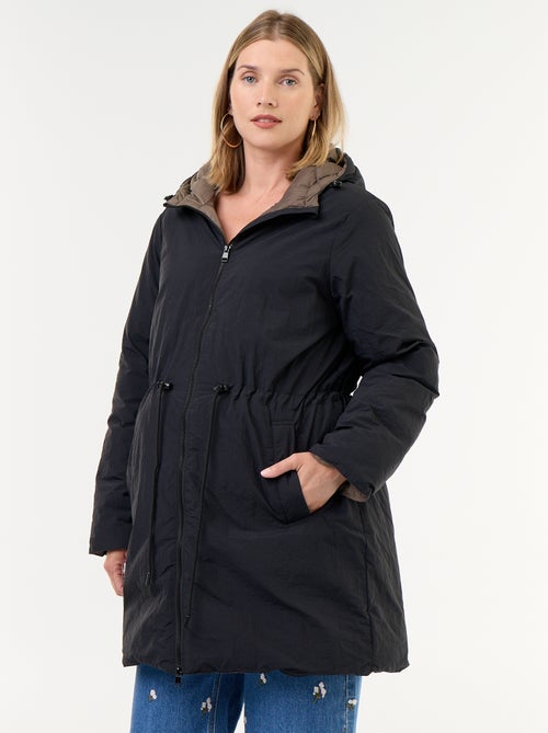 Lange gewatteerde parka met capuchon - Kiabi