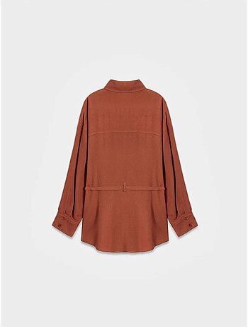 Lange geweven blouse met ceintuur dilvin