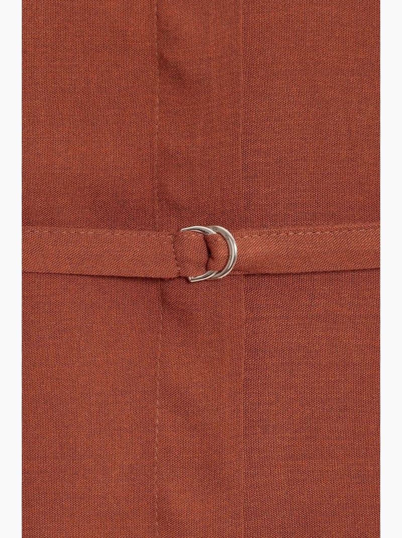 Lange geweven blouse met ceintuur dilvin Terracotta - Kiabi