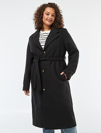 Lange jas met ceintuur