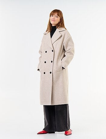 Lange jas met wollook en reverskraag